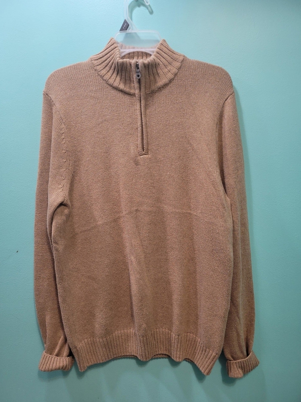 croft & barrow Men's Zip-Neck Sweater in Tan